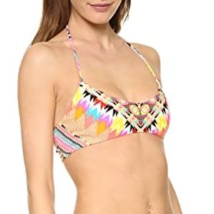 Mara Hoffman neon tribal halter tie bikini top